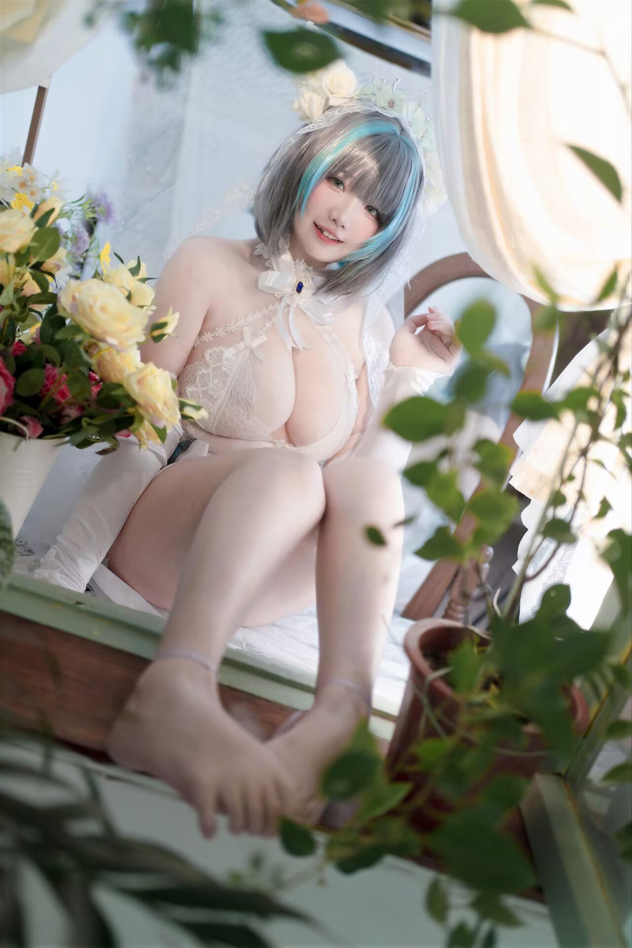 图片[3]-[COSPLAY/带视频] 阿半今天很开心 – 碧蓝航线 柴郡誓约花嫁 [130P 4V] [1.3G]